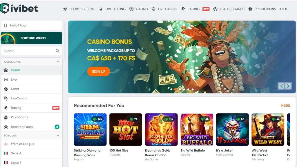 página de inicio de iviBet