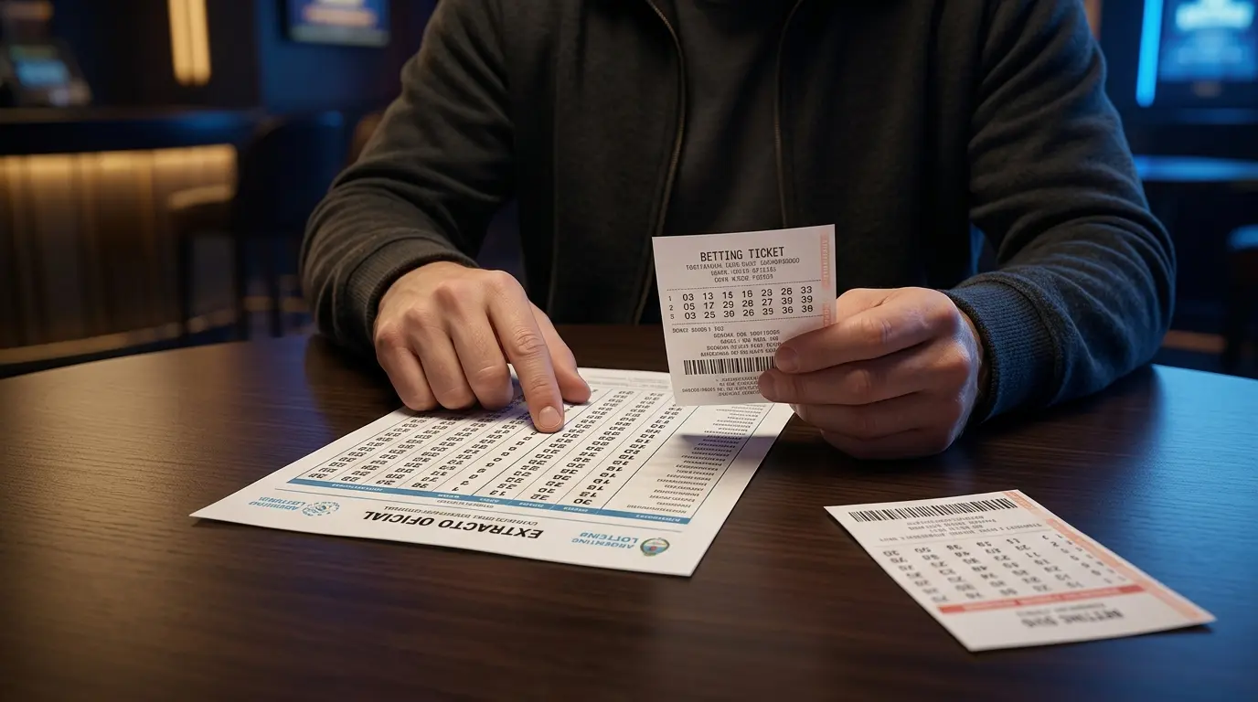 Una persona compara un ticket con un extracto impreso; otro comprobante queda apartado sobre la mesa.