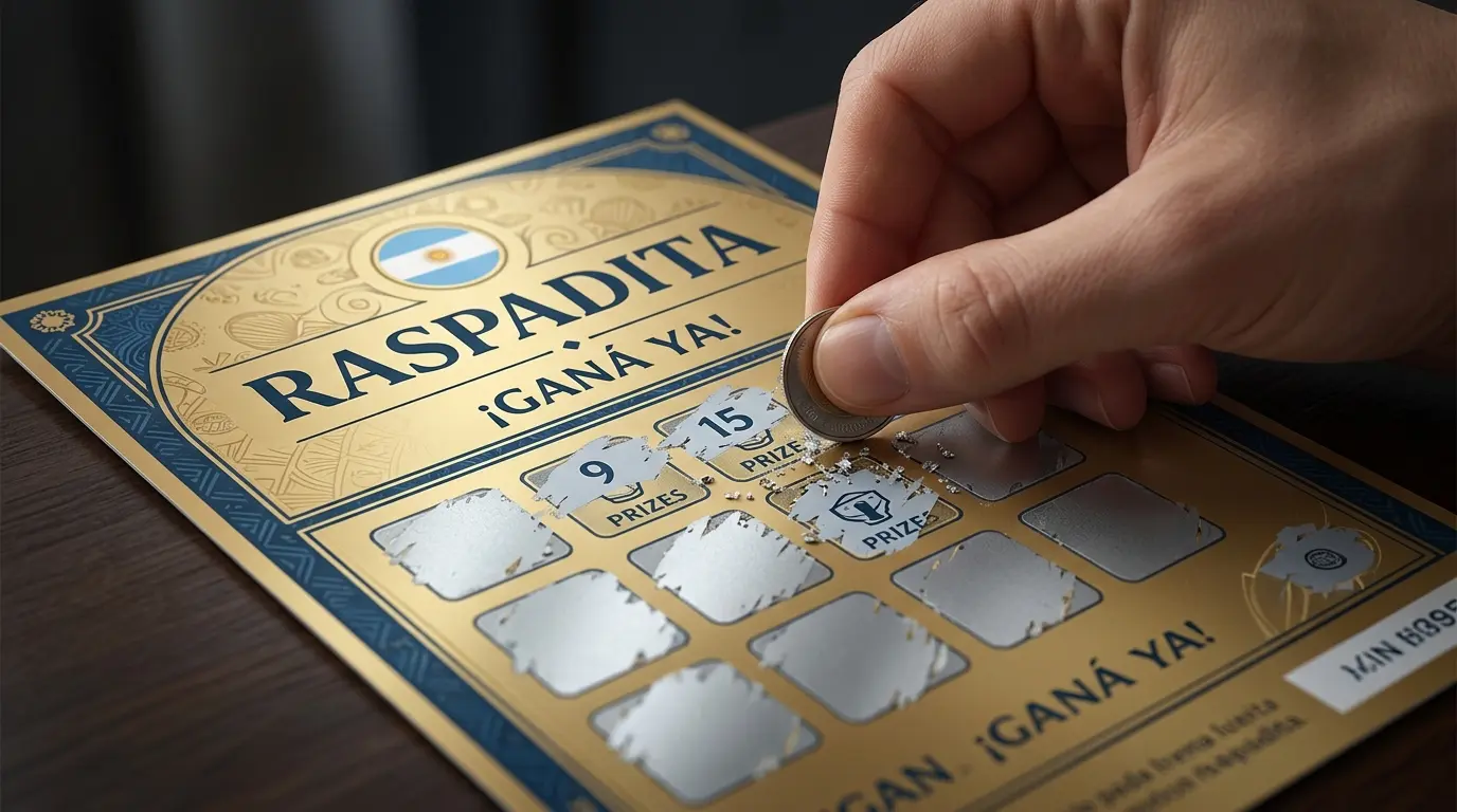 Una mano retira la cubierta de un billete de raspadita y deja ver parte de sus casilleros.